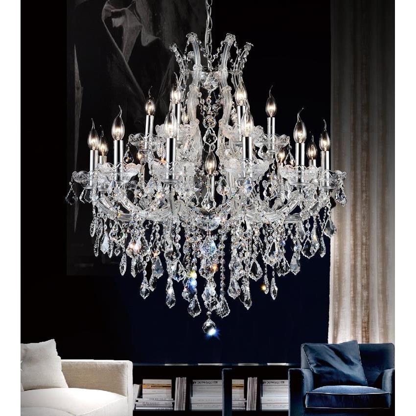 CWI Lighting 8311P32C-19 (Clear) Maria Theresa 19 Light Up Chandelier with Chrome finish